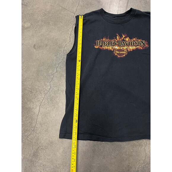 Vintage Harley Davidson Shirt Size XL Black Bull Flame Fairbanks Alaska Y2K Fade - Picture 2 of 4